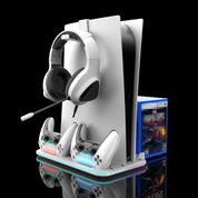 RGB Light and 3 Levels Turbo Cooling Station with Controller Charging Station for PS5/SLIM Digital/Disc with Headset Holder