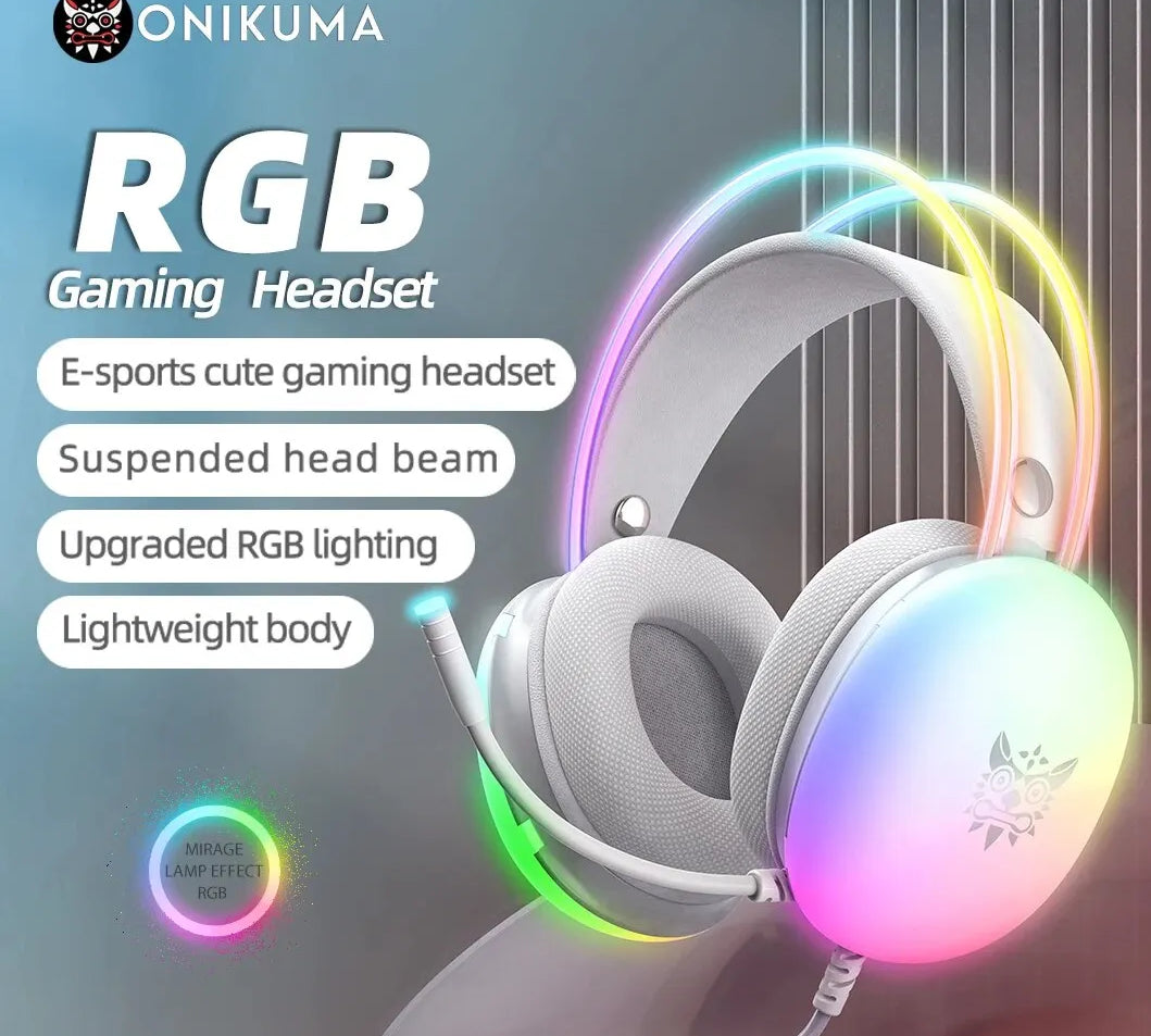 ONIKUMA Gaming Headset Esports Package New FULL RGB Light Design Headphones with Mic Headphone For PC Gamer