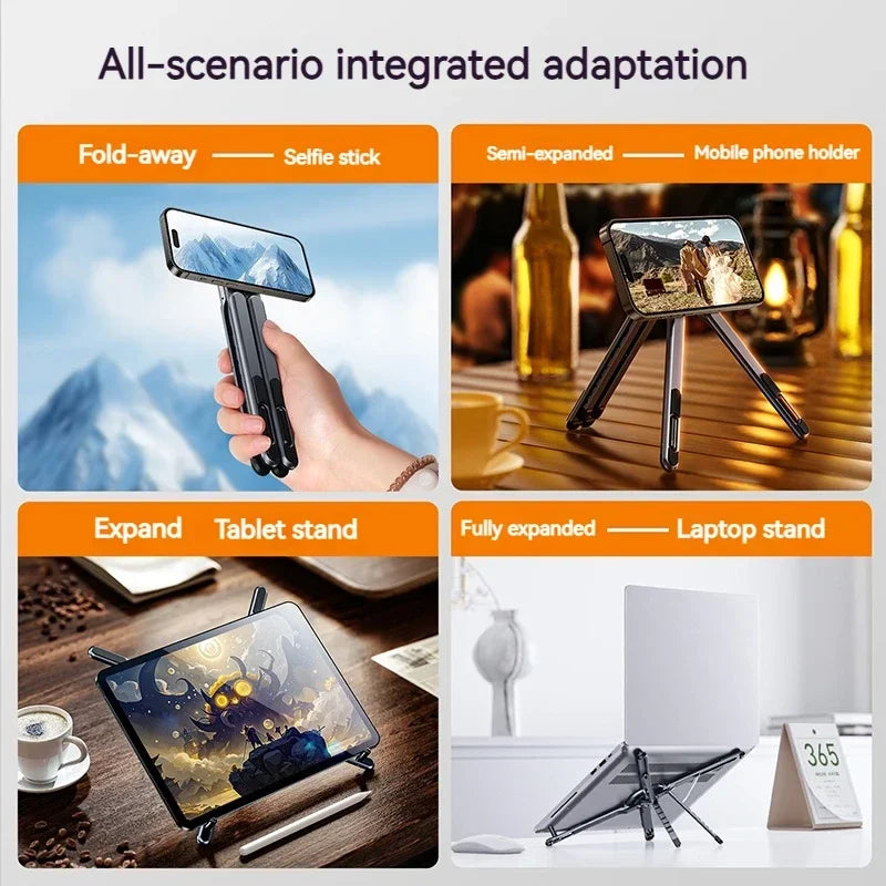 Foldable Magnetic Laptop Stand Aluminum Alloy Portable Adjustable Stand Heat Dissipation Holder Supports Phone Tablet Notebook