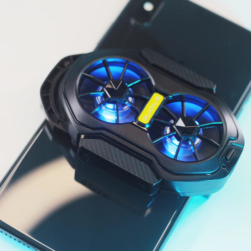 FS01 Dual Fan Rechargeable Mobile Phone Cooler Radiator Long Lasting Stronger Cooling Air Cooling Clip design with Game Button