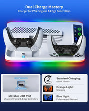 For PS5/Slim/Pro Cooling Stand with LED Controller Charging Station, 3-Gear Cooling Fan for PlayStation 5 Console Accessories