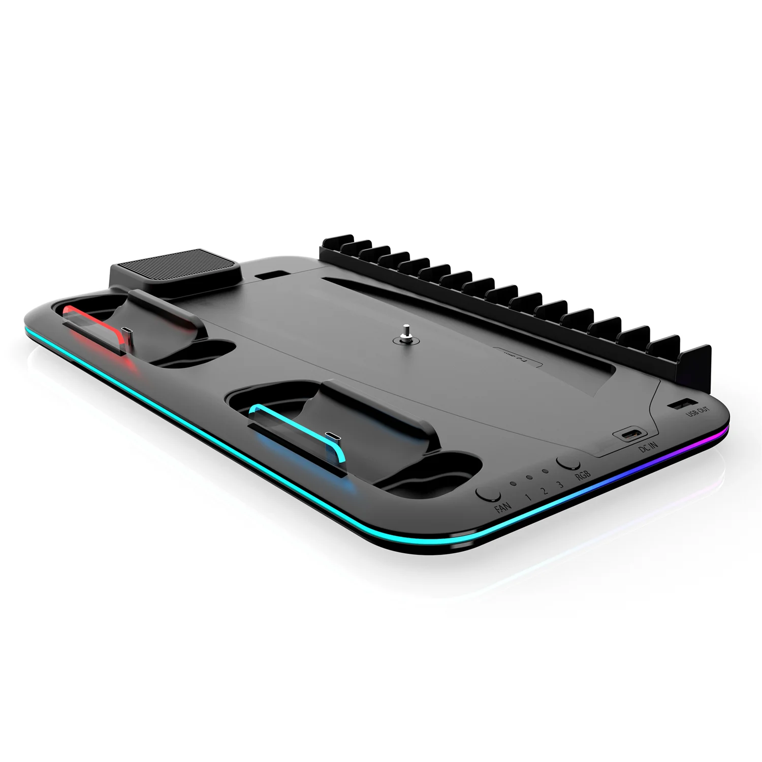 RGB Light and 3 Levels Turbo Cooling Station with Controller Charging Station for PS5/SLIM Digital/Disc with Headset Holder