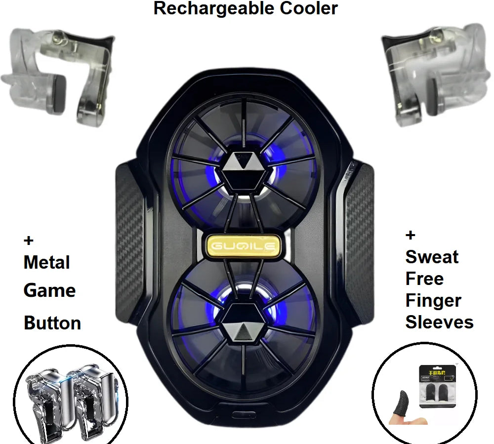FS01 Dual Fan Rechargeable Mobile Phone Cooler Radiator Long Lasting Stronger Cooling Air Cooling Clip design with Game Button