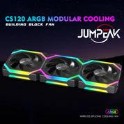 JUMPEAK CS120 ARGB Cooling Fan 360mm Modular Stackable Splicing PWM Silent 120mm RGB Fans Kit For Gaming PC Case Water Cooler