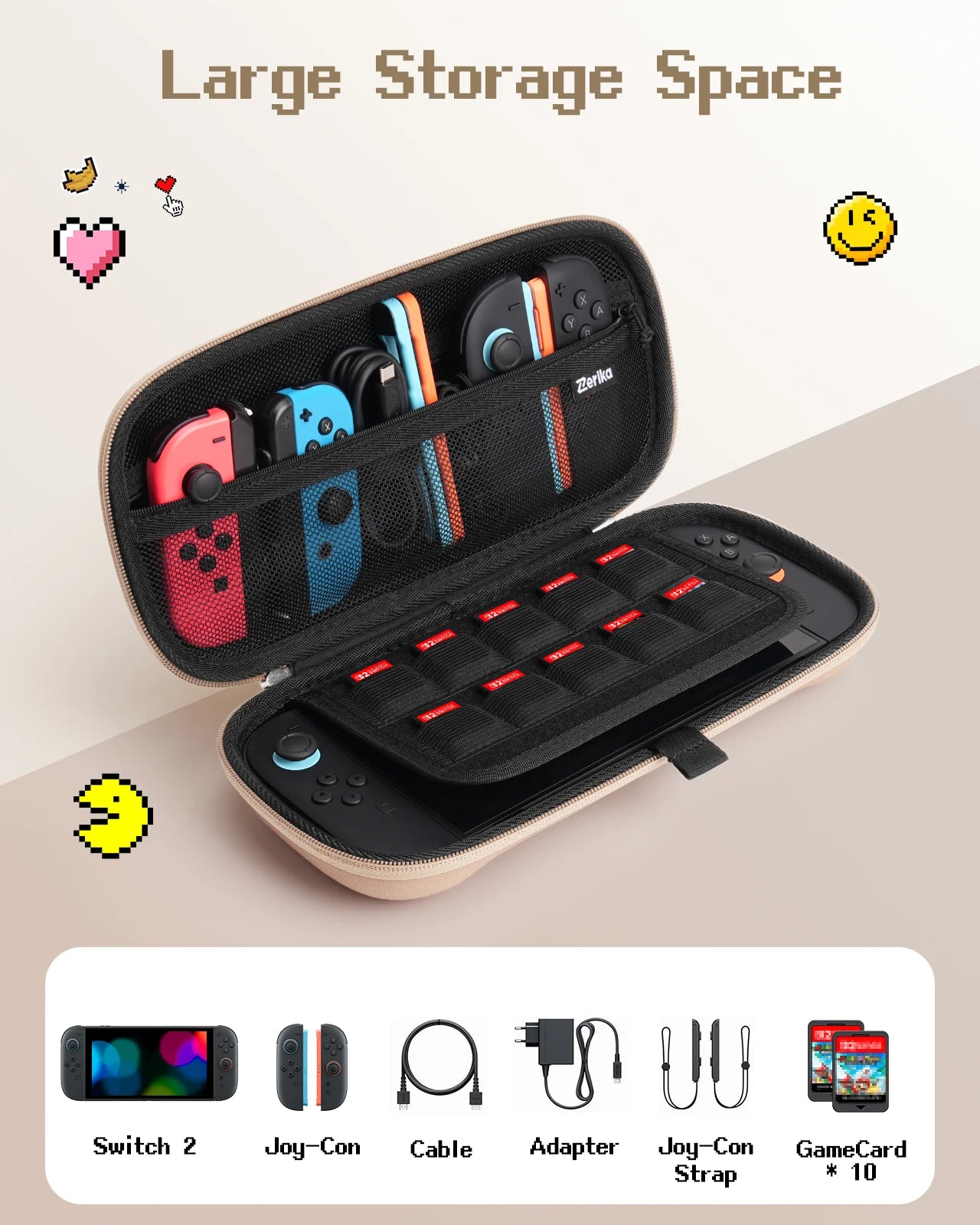 Travel Carrying Case For Nintendo Switch 2 & Switch OLED, Anti-Scratch Waterproof Protective Storage Bag with 10 Games Card Slot