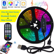 5V USB RGB LED Strip Light Remote Control 5050 30LED/m 5m 10m Lights Tape TV Backlights Home Decoration 0.5/1/2/3m Black PCB