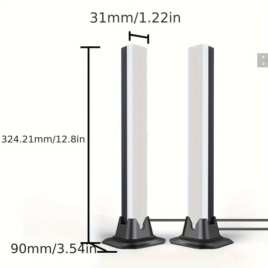 1 Pair RGB Rhythm Light,180° Smart Light Bars,Gaming LED Lights,16 Million DIY Color Adjustments,Remote Control,USB Pickup Light